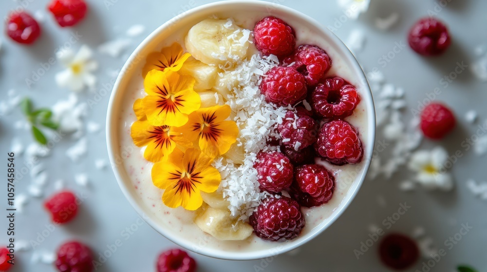 Colorful Smoothie Bowl with Fresh Ingredients Colorful Smoothie Bowl with Fresh Ingredients