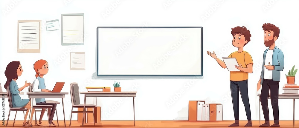 Teacher in Classroom by Whiteboard Engaging Students Teacher in Classroom by Whiteboard Engaging Students