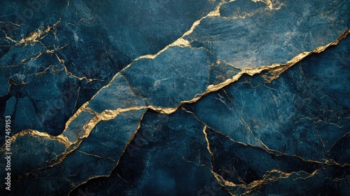 Abstract background highlighting a road of dark blue marble with intricate gold tracing, providing a visually striking composition ideal for creative projects with ample copy space.