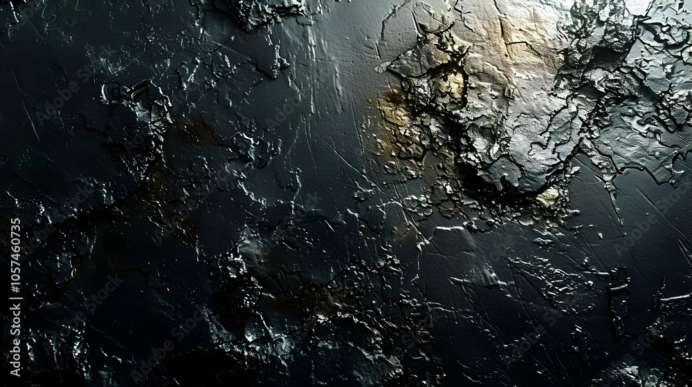 Fototapeta premium Black Abstract Background Texture with Cracks and Relief