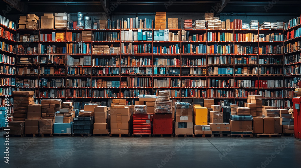 Obraz premium A cozy library filled with shelves of books, inviting readers to explore a world of knowledge and literature