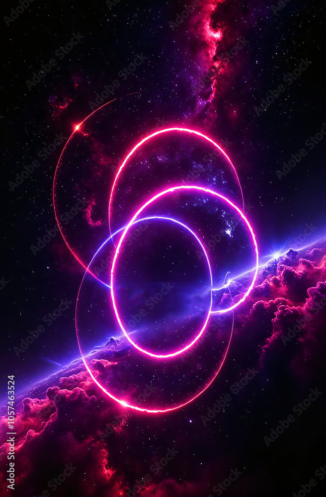 Cosmic Countdown with Geometric Shapes and Futuristic Lighting