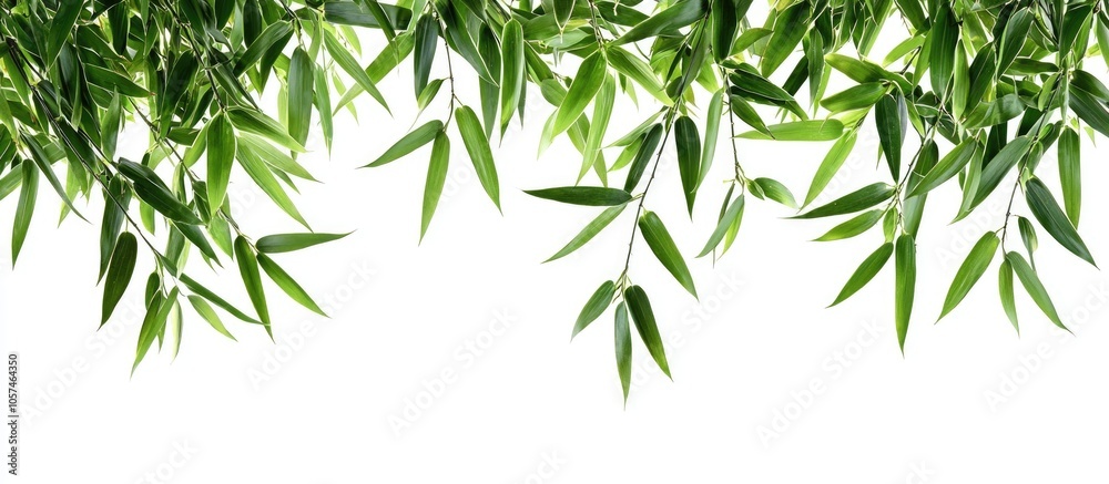 Bamboo Leaves Isolated On White Background