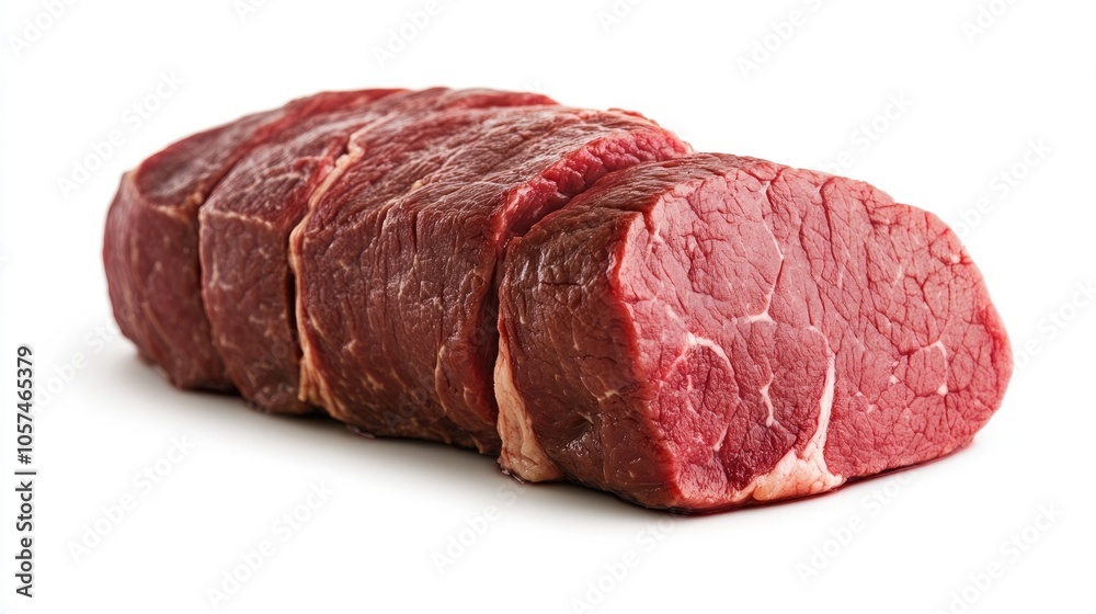 Boneless beef loin cut isolated against a white background Boneless beef loin cut isolated against a white background
