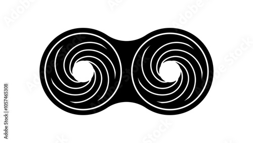 rifled gun barrel grooves, black isolated silhouette