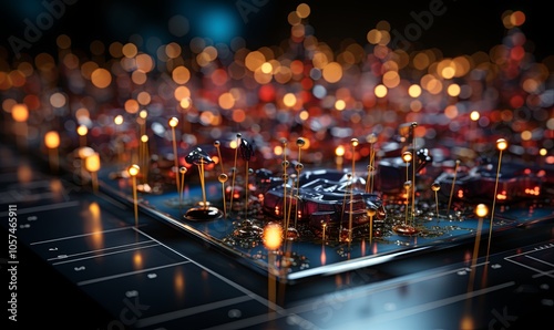 Close Up of Circuit Board With Many Lights