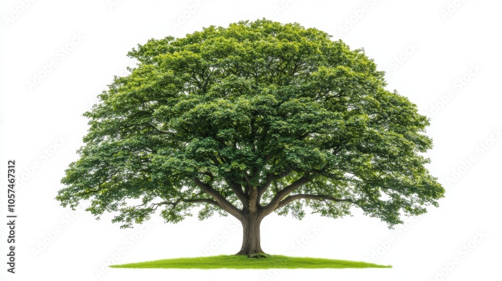 Isolated Green Tree with Lush Foliage on White Background Isolated Green Tree with Lush Foliage on White Background