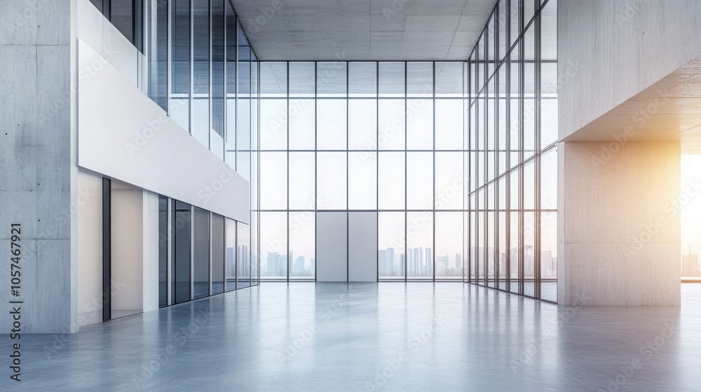 Obraz premium Contemporary office structure showcasing architectural features Professional backdrop for corporate settings