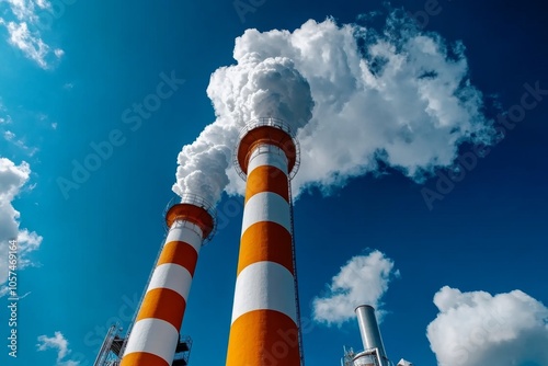 Vintage-style poster of a factory with smokestacks and machinery, using muted colors and classic fonts to evoke a historical industrial feel, symbolizing history and resilience photo