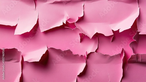 Peeling away pink torn paper reveals concealed space underneath photo