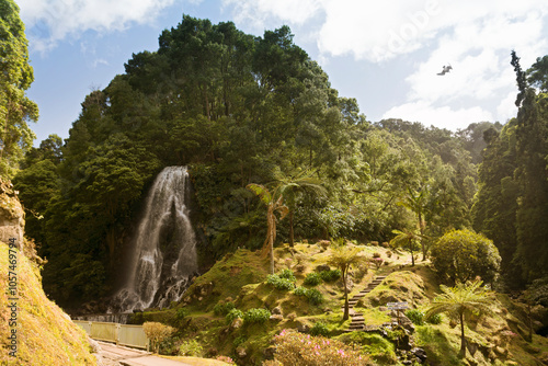 Portugal, Azores, Sao Miguel, Waterfall at Parque Natural da Ribeira dos Caleiroes photo