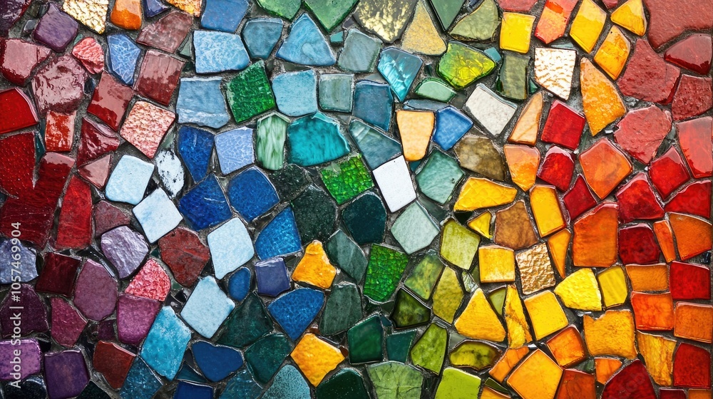 Colorful glass ceramic mosaic on a wall Colorful glass ceramic mosaic on a wall