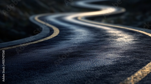 3D Winding Road Curve on Transparency Background photo