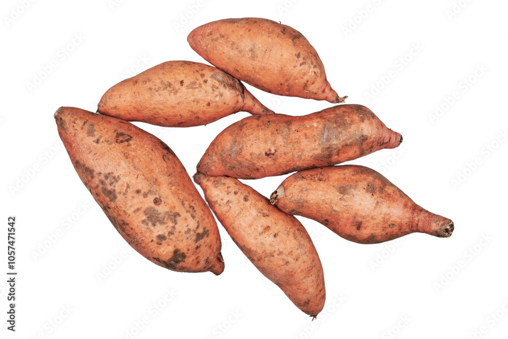 Pile of sweet potatoes isolated transparent Pile of sweet potatoes isolated transparent