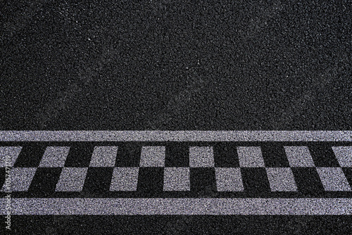 Finish , start line. asphalt road racing texture background. top view	