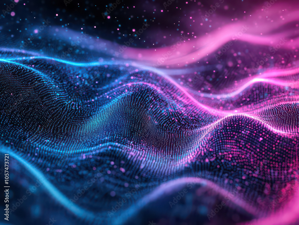 Abstract digital wave with glowing pink and blue lights. Abstract digital wave with glowing pink and blue lights.
