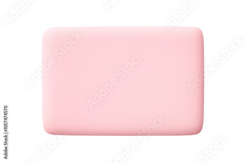 Pastel pink paint block with a soft, matte finish and rounded corners isolated on white background