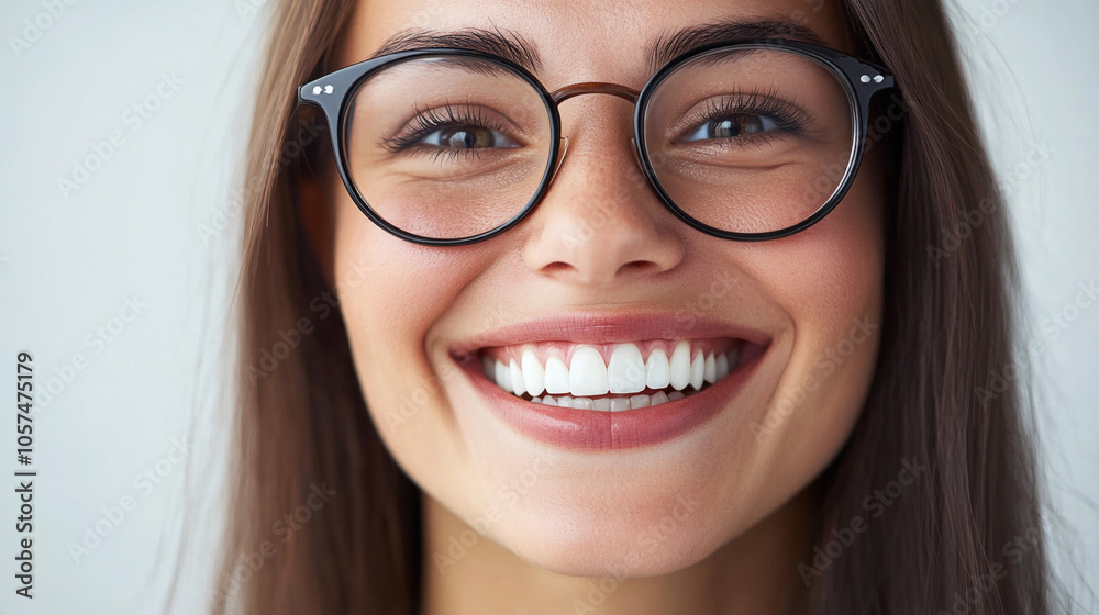 Portrait of the beautiful woman in glasses with perfect smile. Portrait of the beautiful woman in glasses with perfect smile.
