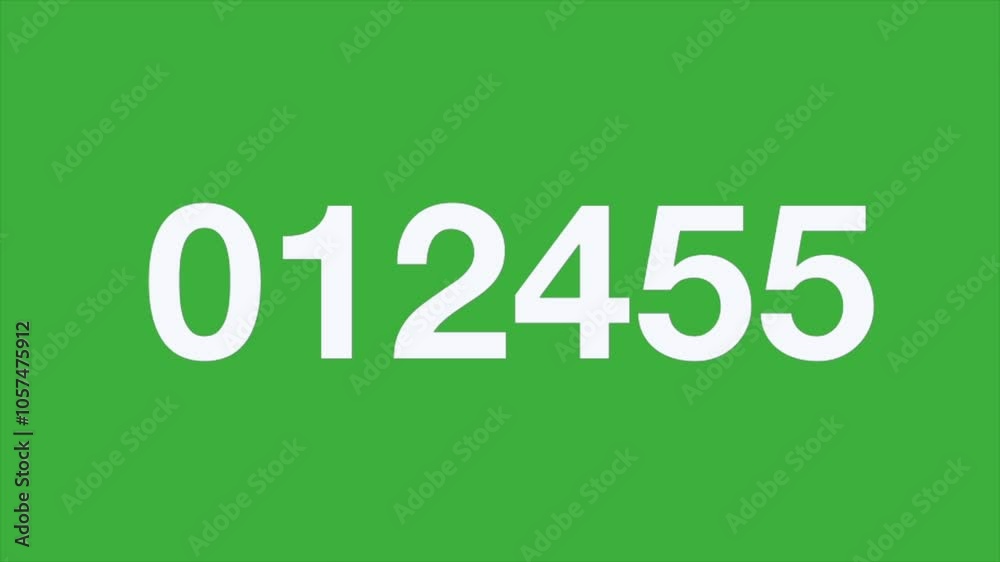 Animated video random numbers moving fast on green screen background