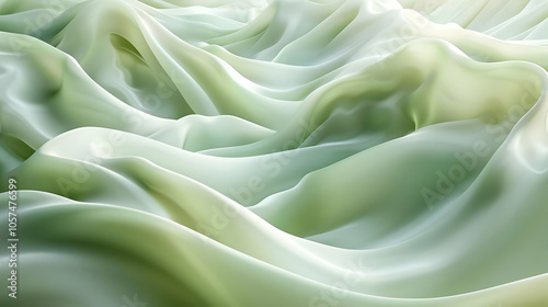 Abstract Green Fabric Waves 3D Illustration