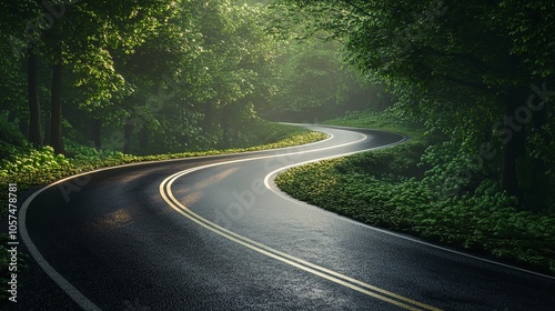 3D Winding Road Curve on Transparency Background photo