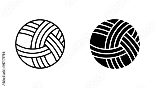Yarn balls of thread icon set. Knitting, crochet vector flat sign, vector illustration on white background