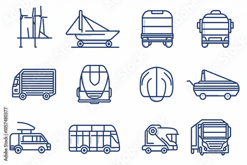 Transport Line Icons: A Complete Set for Logistics and Travel