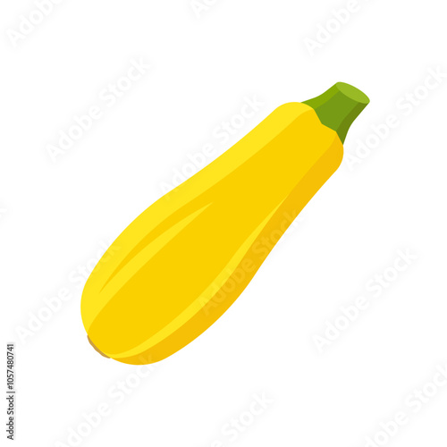 Yellow Zucchini, isolated flat illustration in transparent background