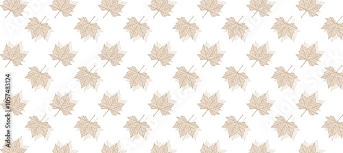 Seamless pattern with beige autumn maple leaves