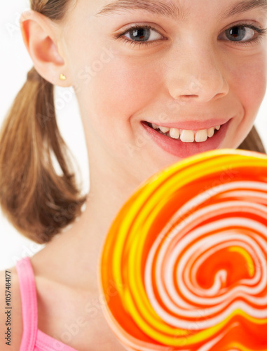 Girl Holding large Lollipop