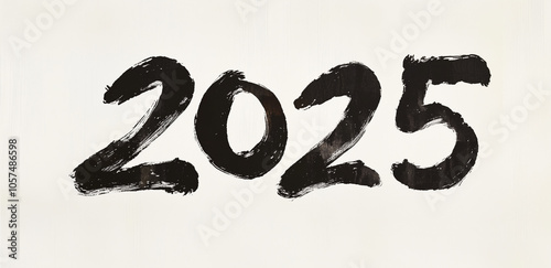 Happy New Year 2025 .2025 Typography design. Simple Black text on a white background