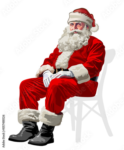 Vector Template Santa Claus in a sitting pose isolated