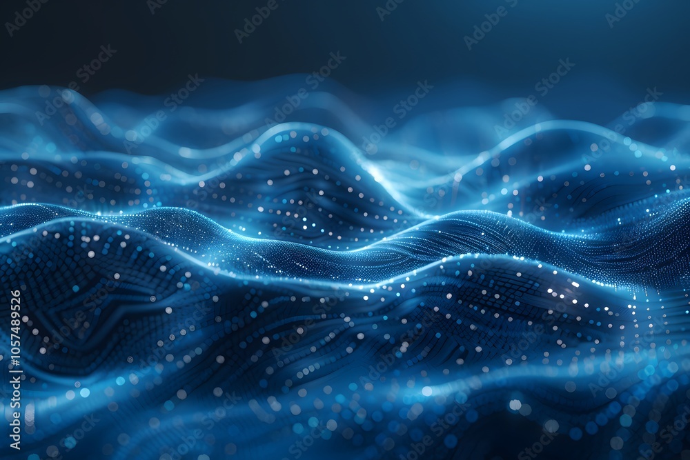 Abstract Digital Waves with Glowing Particles in a Futuristic Setting Abstract Digital Waves with Glowing Particles in a Futuristic Setting