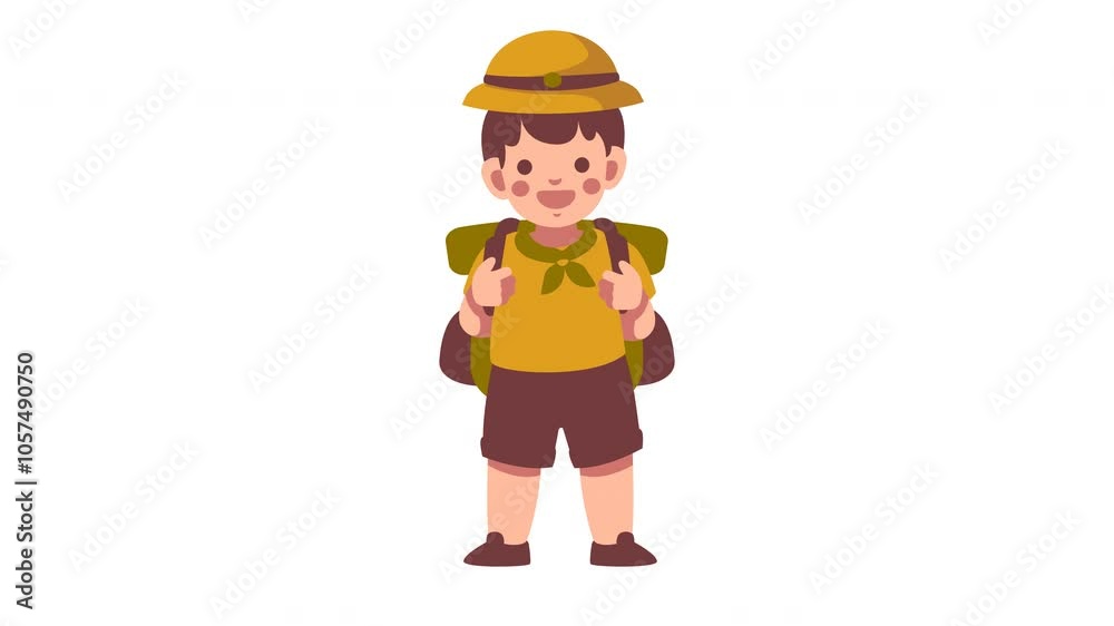 Illustration of a Happy Young Explorer Ready for an Adventure Wearing a Hat and Backpack Illustration of a Happy Young Explorer Ready for an Adventure Wearing a Hat and Backpack