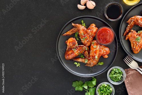 Baked chicken wings on plate