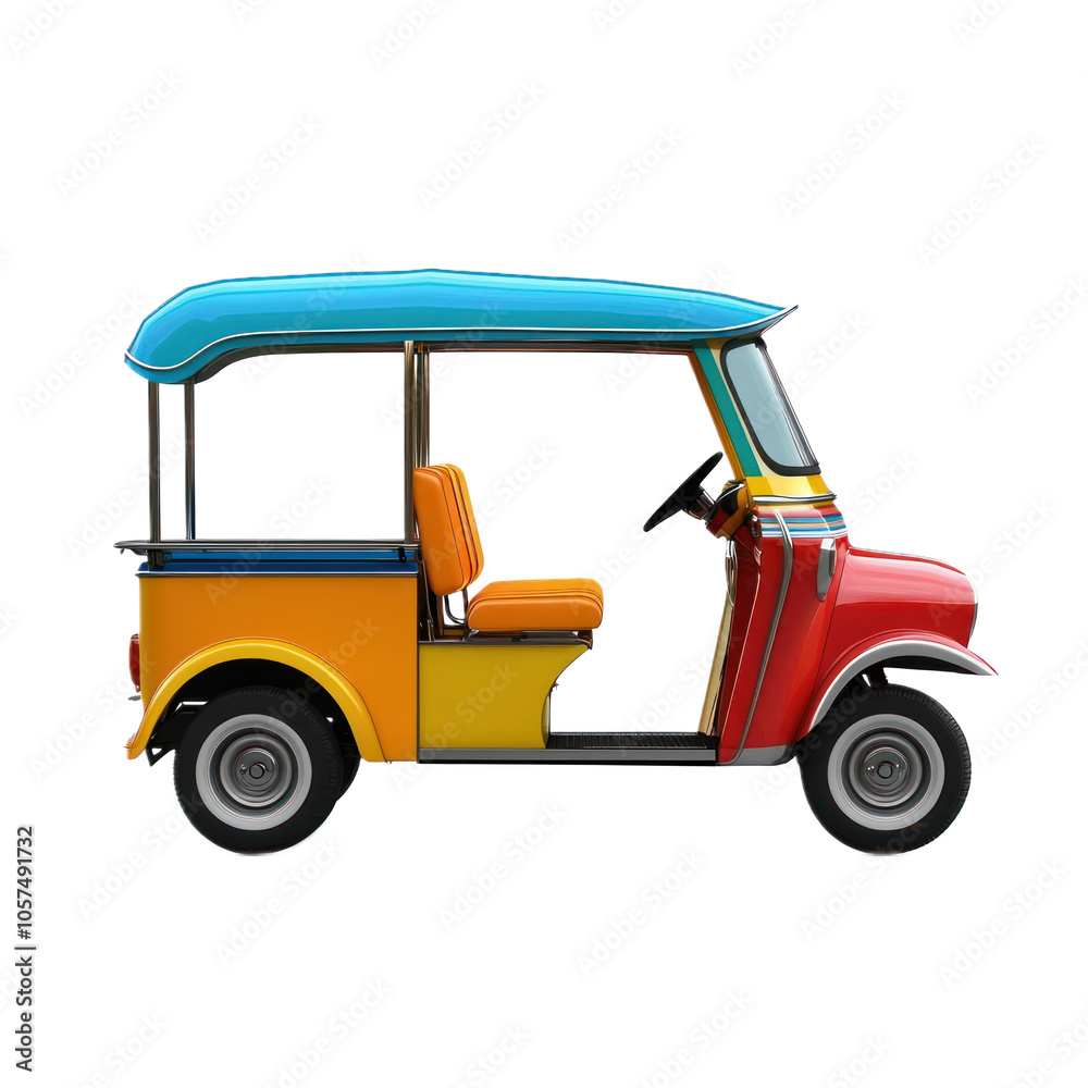 Tuk-tuk with a colorful, compact design. isolated on transparency background Tuk-tuk with a colorful, compact design. isolated on transparency background