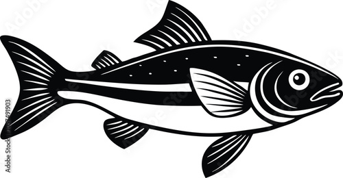 fish silhouette vector illustration black and white