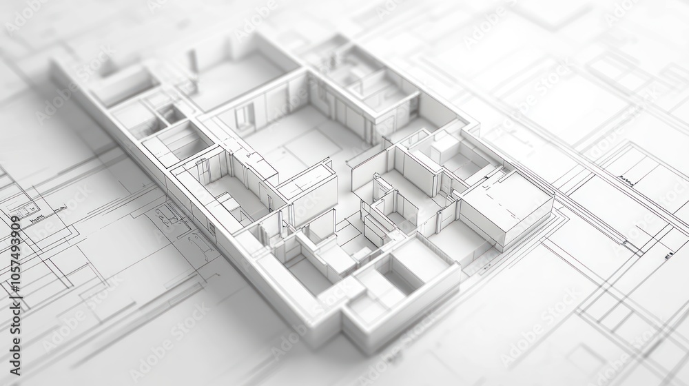 Architectural blueprint of a floor plan in a minimalist style. Architectural blueprint of a floor plan in a minimalist style.