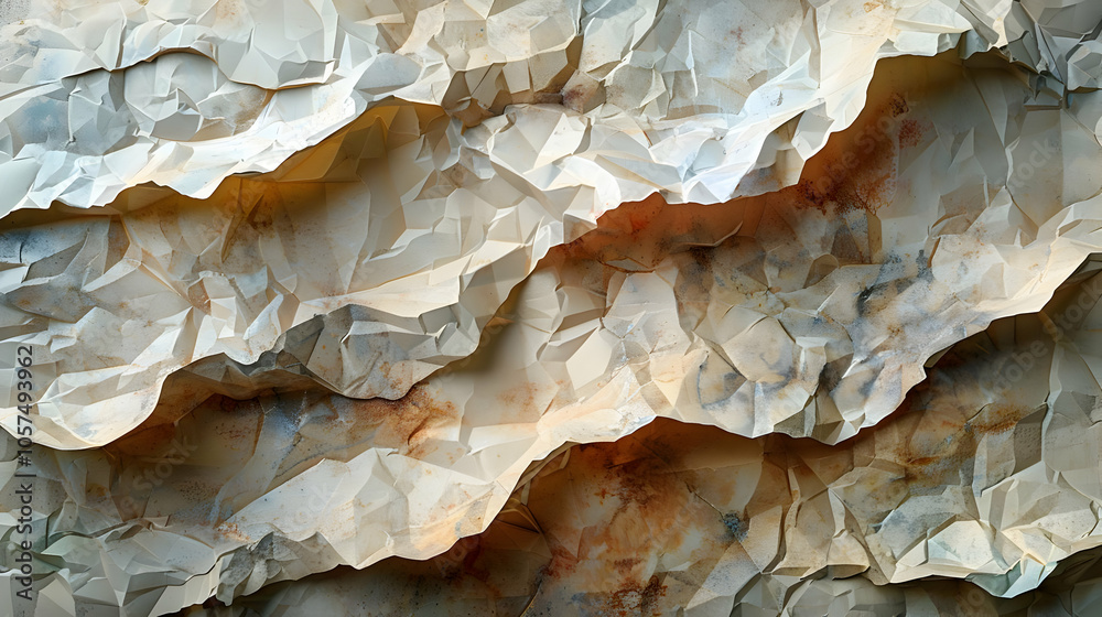 Fototapeta premium Abstract Background with White and Brown Crumpled Paper Texture