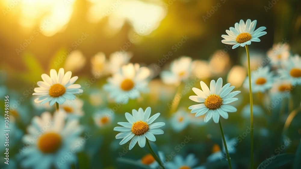 Fototapeta premium Daisies Blooming in a Field of Sunshine