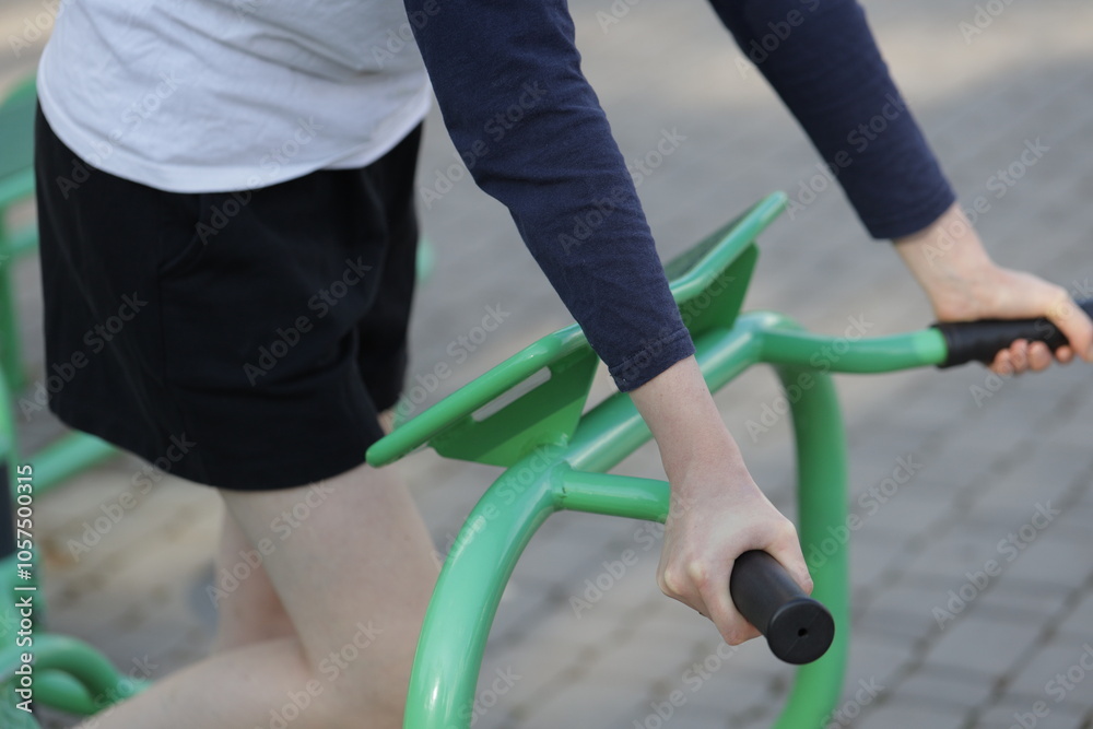 Woman exercising or doing workout session outside Woman exercising or doing workout session outside
