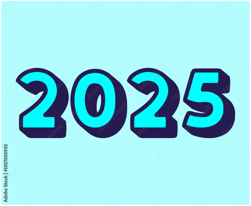 Happy New Year 2025 Abstract Blue 3D Typography Numbers Design Vector Illustration Happy New Year 2025 Abstract Blue 3D Typography Numbers Design Vector Illustration