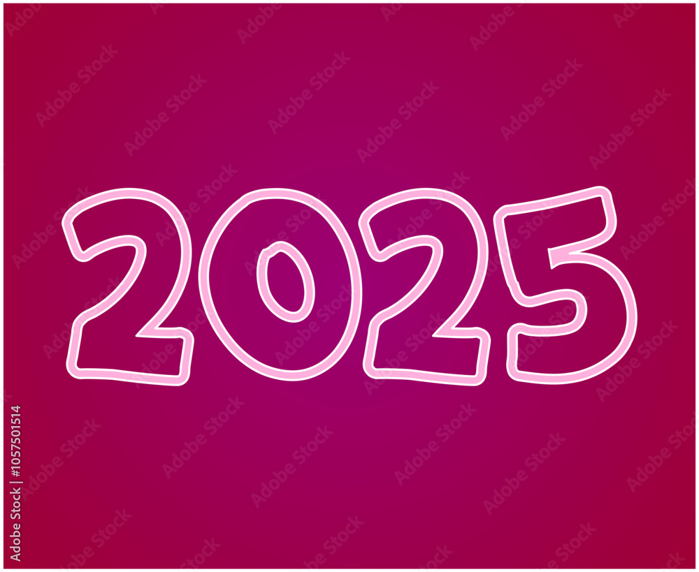 Happy New Year 2025 Abstract Pink Typography Numbers Design Vector Illustration Happy New Year 2025 Abstract Pink Typography Numbers Design Vector Illustration