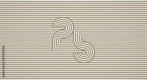 Number 25 logo design Inspiration. Number 25 logo multi line style that blends into the line background. flat design logo template. vector illustration