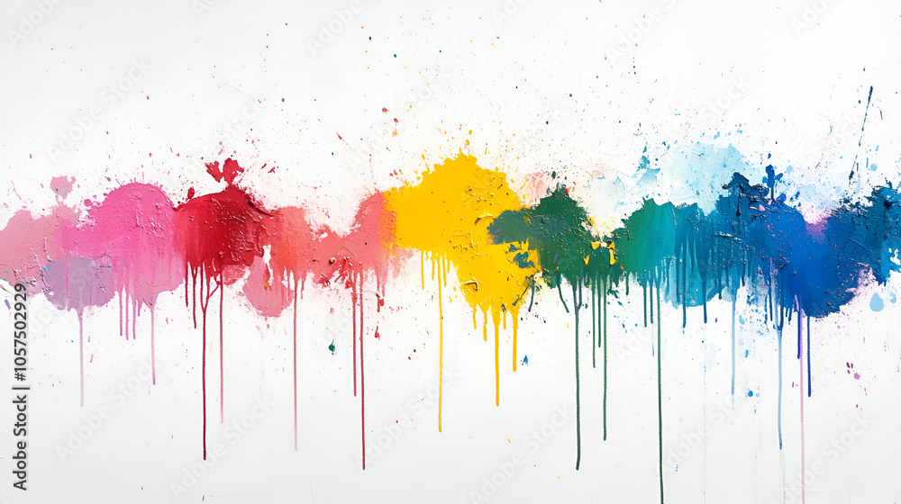 Fototapeta premium stains with a watercolor look, of grunge, splash of grunge in rainbow hues, eruption of color, Paint smudges, Ink smears, vibrant splatter, Drops of watercolour
