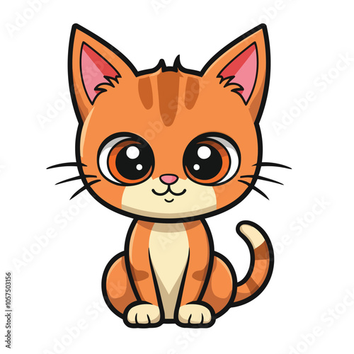 Vector Illustration of Cute Cartoon Cat Characters on Isolated Background. Adorable Cute Cartoon Orange Cat Vector Illustration.