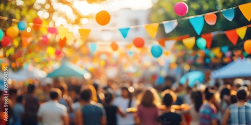 Wallpaper Mural Blurry image of festive street fair with colorful decorations Torontodigital.ca