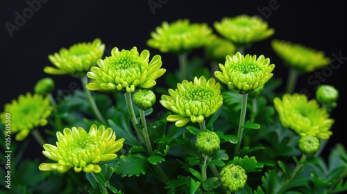 Unique green flowered miniature chrysanthemums photo