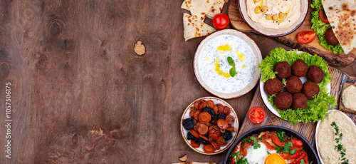 Delicious middle eastern breakfast spread photo