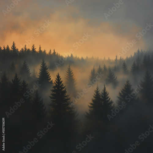 Misty forest illustration